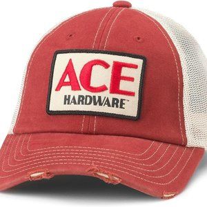 Officially Licensed Ace Hardware Distressed Mesh Hat, Stone Red, Snapback, NWT